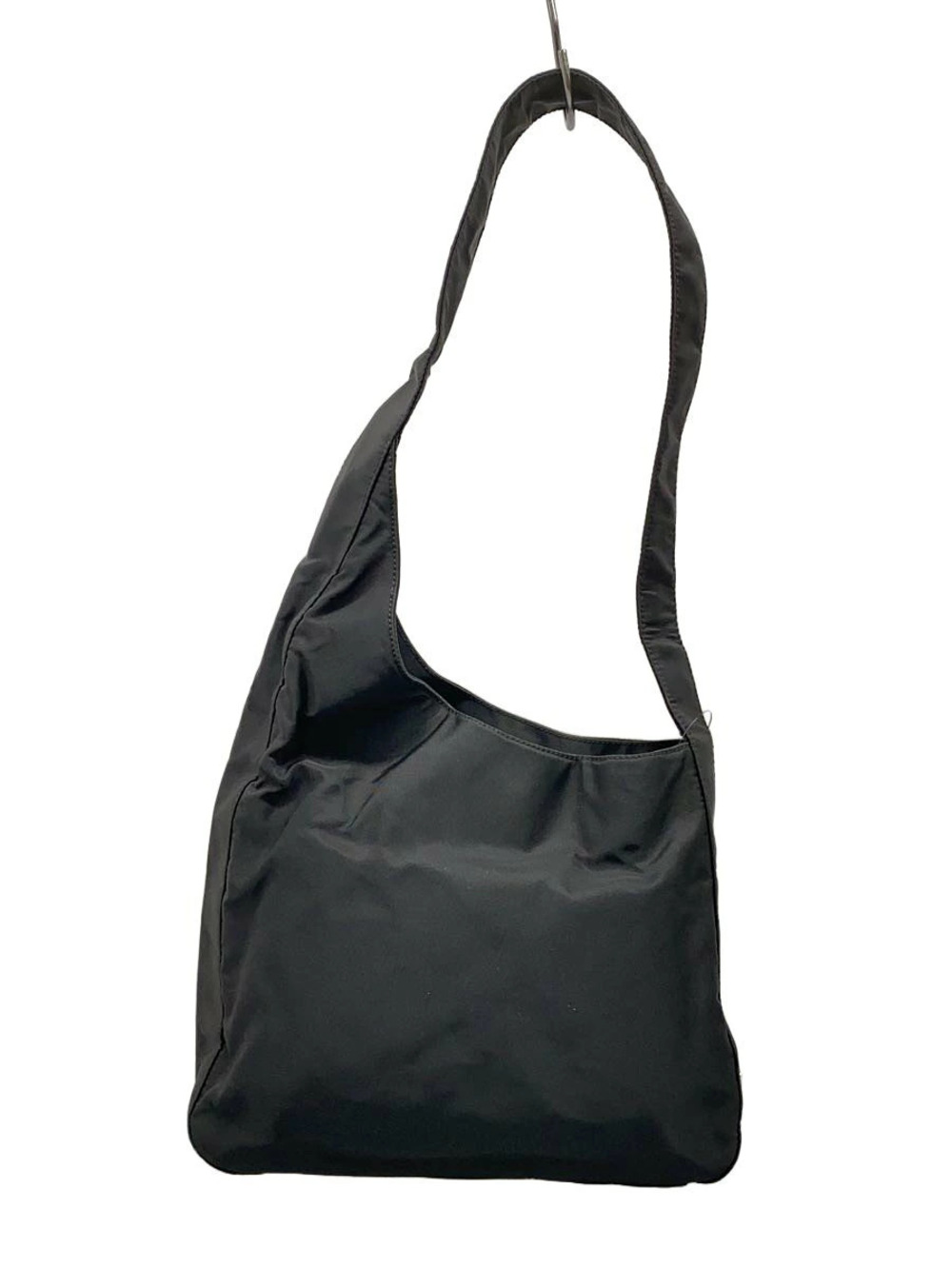 Prada Triangle Asymmetrical Shoulder Bag Black Hydrolysis